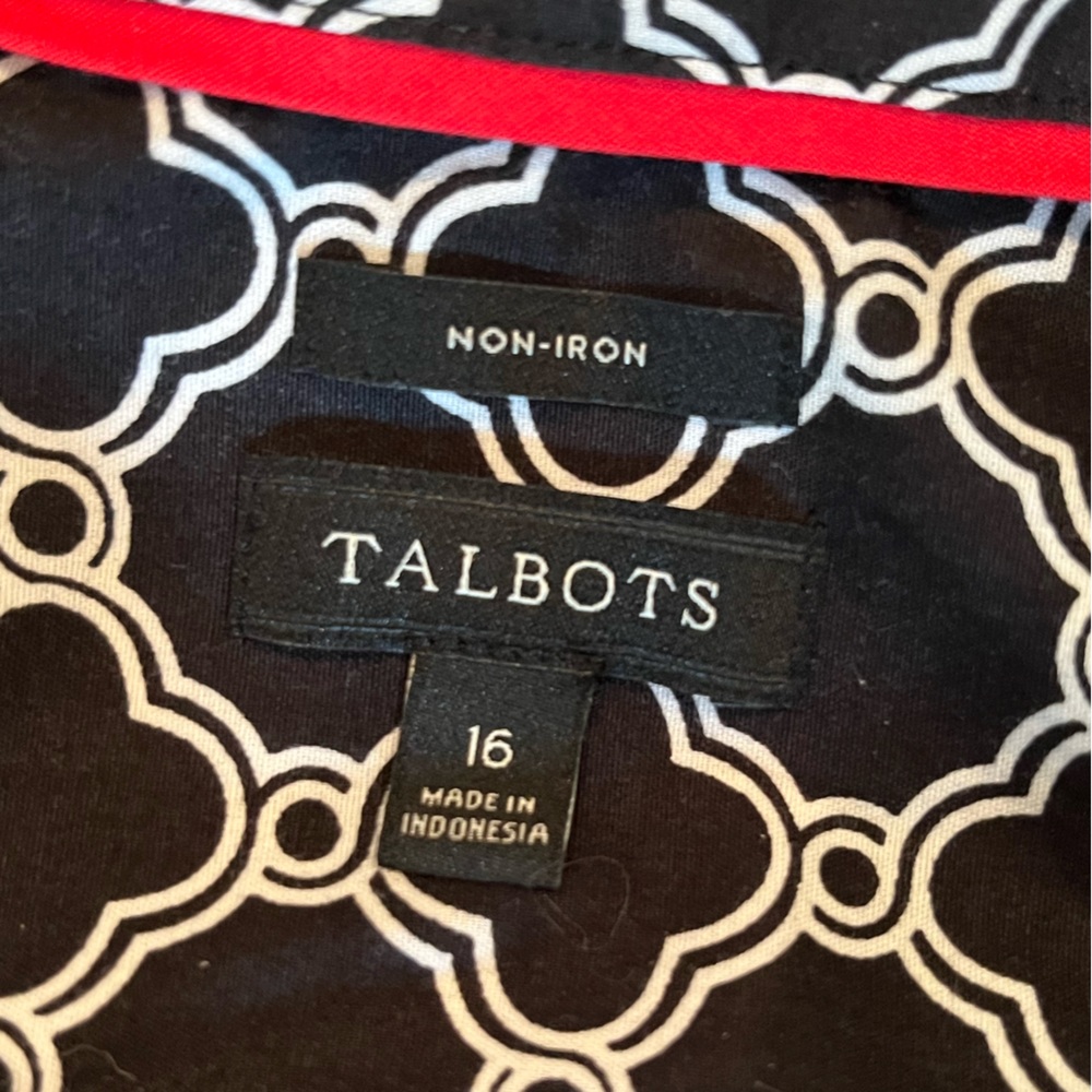Talbots Black and White Geometric Blouse - Picture 4 of 7